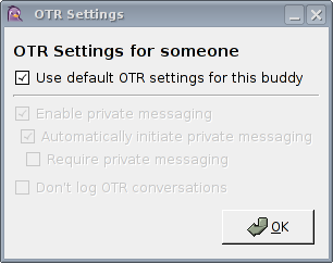 OTR per-user configuration dialogue