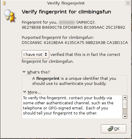 verifying a buddy's fingerprint